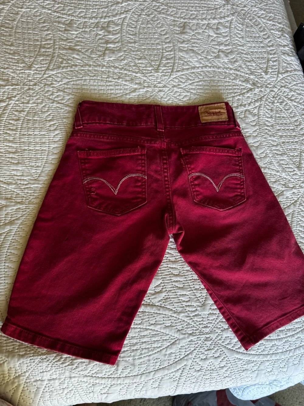Levi’s Too Superlow Size 24 Red Bermuda Jean Shorts Y2K Low Rise Jorts
